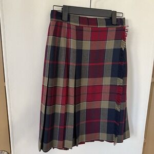 Talbots Womens 4‎ Plaid 100% Wool Vintage Pleated Wrap Skirt Academia '90s